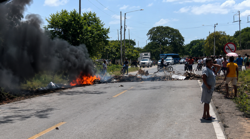 Bloquean la vía Valledupar-Bosconia por denuncias sobre agua en mal estado