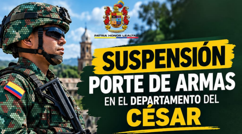 ¡Atención, Cesar! Suspenden temporalmente el porte de armas hasta el 15 de octubre